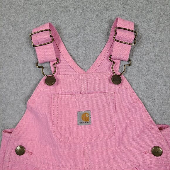Baby Girl Clothes New Carhartt 9 Month Pink Adjustable Strap Overalls NWT - Picture 2 of 7
